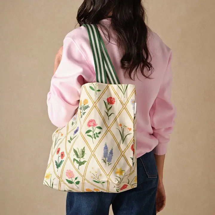Rifle Paper Co. Fashion Garden Study East West Canvas Tote Bag