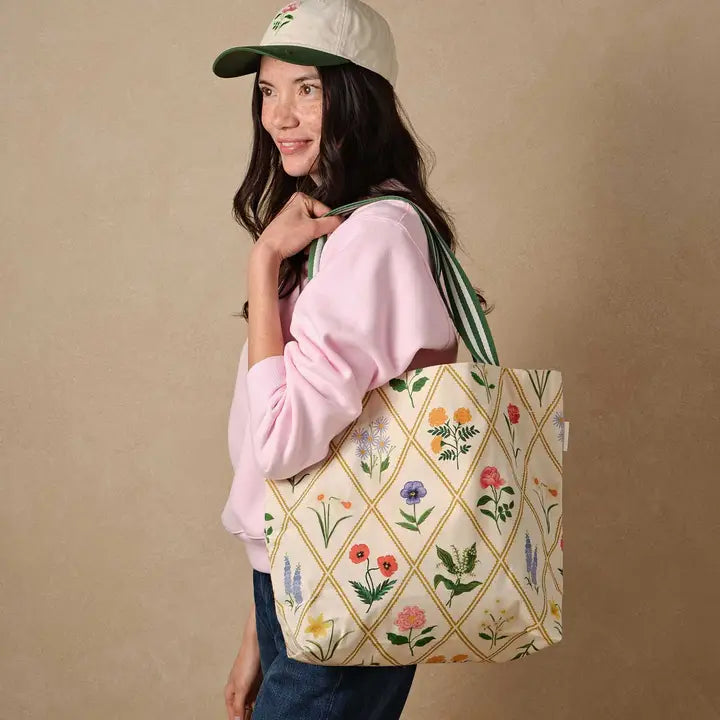 Rifle Paper Co. Fashion Garden Study East West Canvas Tote Bag