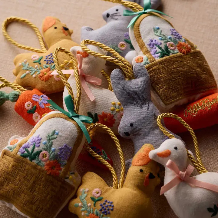 Rifle Paper Co. Gifts Spring Farm Embroidered Easter Ornament - Set of 5