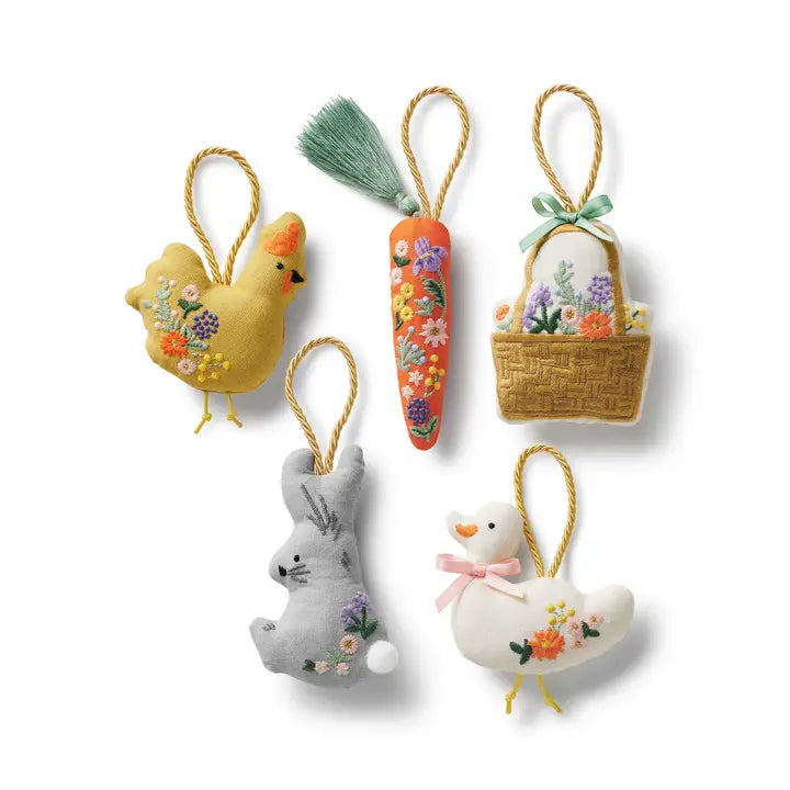 Rifle Paper Co. Gifts Spring Farm Embroidered Easter Ornament - Set of 5