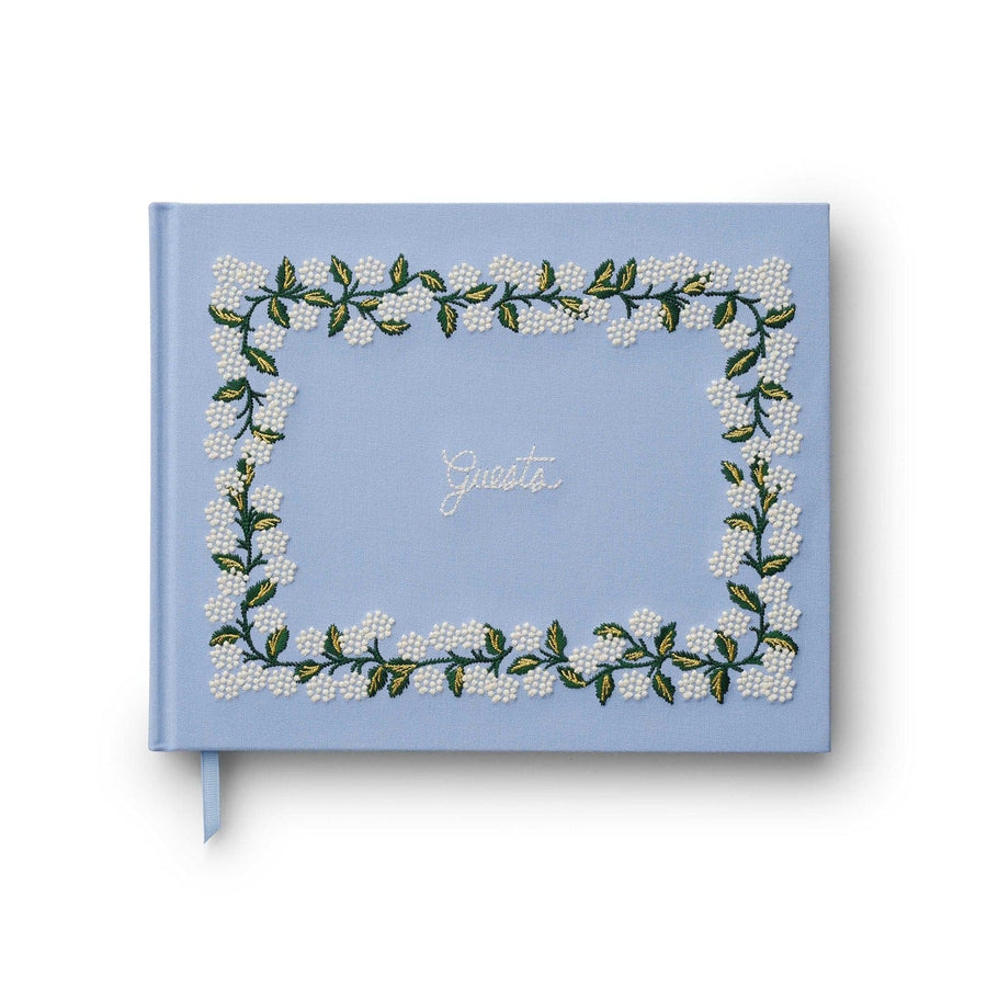 Rifle Paper Co. Guest Book Hydrangea Embroidered Fabric Guest Book