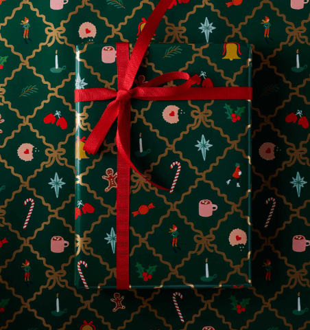 Rifle Paper Co. Holiday Christmas Argyle Continuous Wrapping Roll