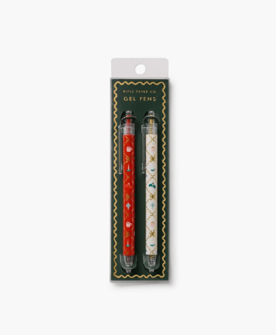 Rifle Paper Co. Holiday Christmas Argyle Set of 2 Gel Pens