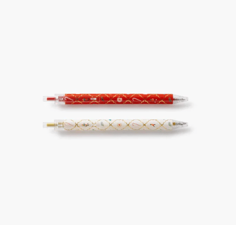 Rifle Paper Co. Holiday Christmas Argyle Set of 2 Gel Pens