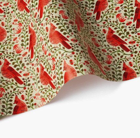 Rifle Paper Co. Holiday Christmas Cardinals Continuous Wrapping Roll