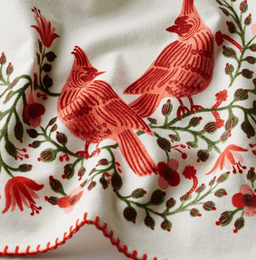 Rifle Paper Co. Holiday Christmas Cardinals Tea Towel