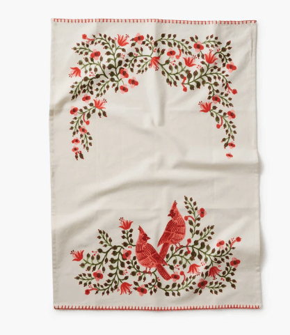 Rifle Paper Co. Holiday Christmas Cardinals Tea Towel