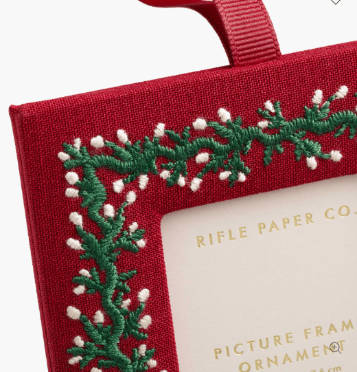 Rifle Paper Co. Holiday Holiday Vines Embroidered Picture  Frame Ornament