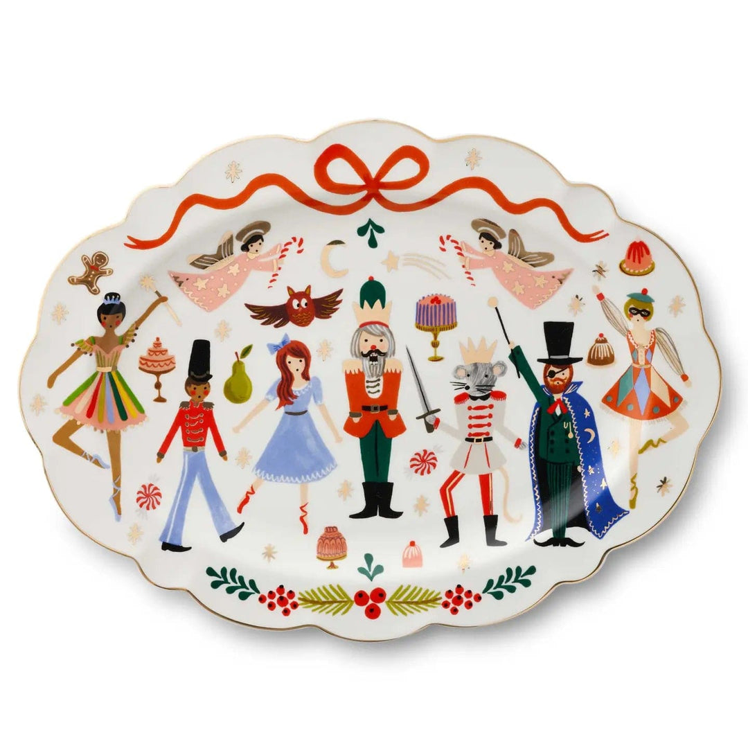 Rifle Paper Co. Holiday Kitchen Nutcracker Large Porcelain Serving Platter