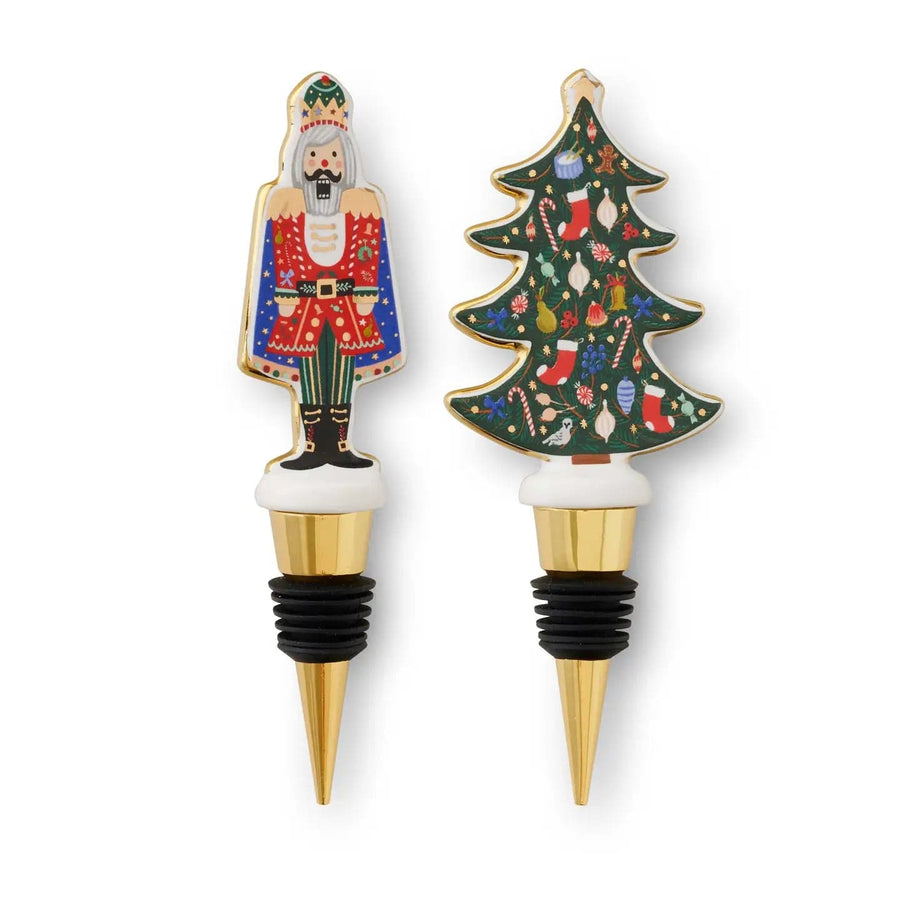 Rifle Paper Co. Holiday Kitchen Nutcracker Porcelain Wine Stopper Set