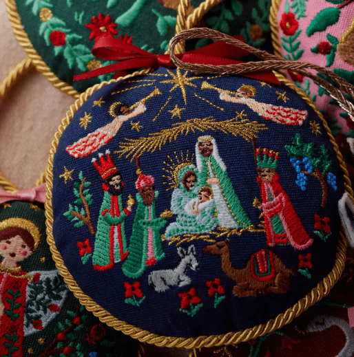Rifle Paper Co. Holiday Nativity Embroidered Ornament