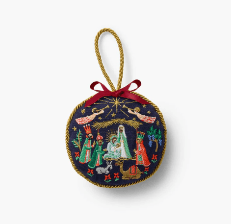 Rifle Paper Co. Holiday Nativity Embroidered Ornament
