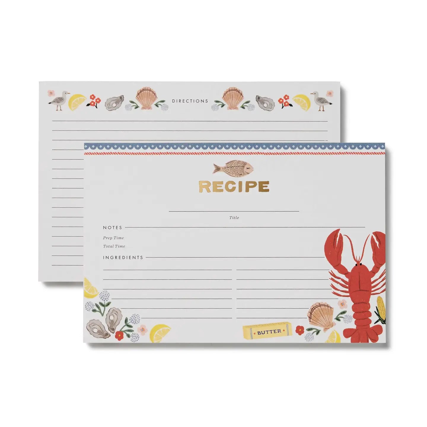 Rifle Paper Co. Home Pack of 12 Seaside Recipe Cards