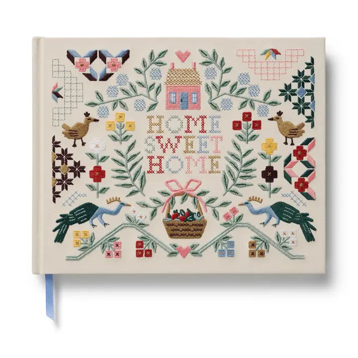 Rifle Paper Co. Party Home Sweet Home Embroidered Fabric Guest Book