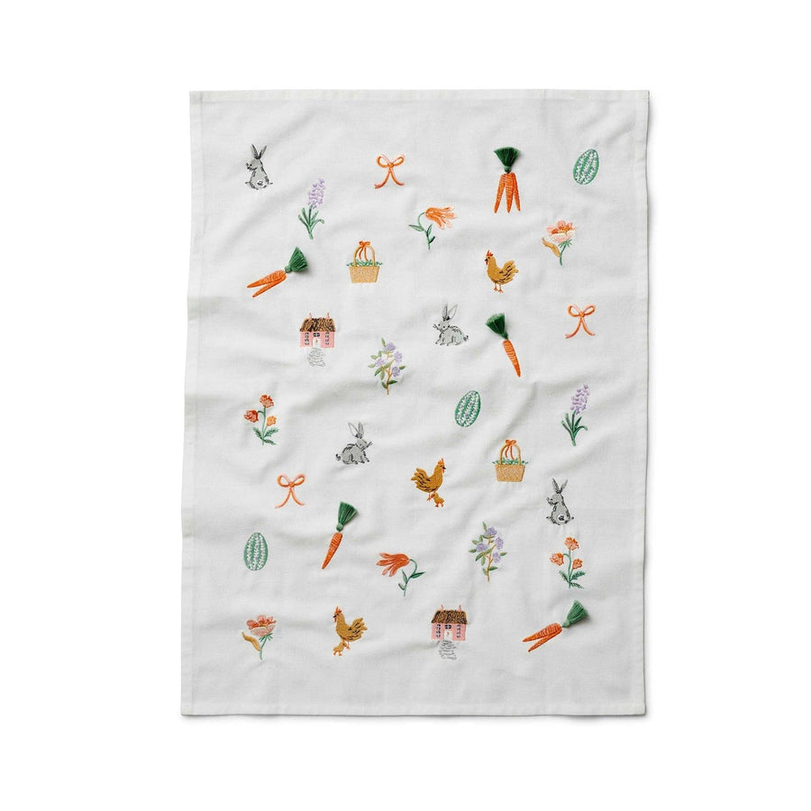 Rifle Paper Co. Tea Towel Spring Farm Embroidered Tea Towel