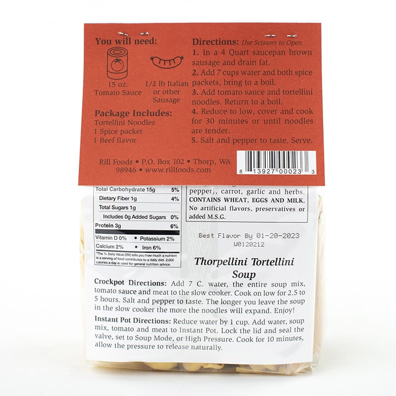 Rill's Specialty Foods Soup Mix Thorpellini Tortellini Soup - Large