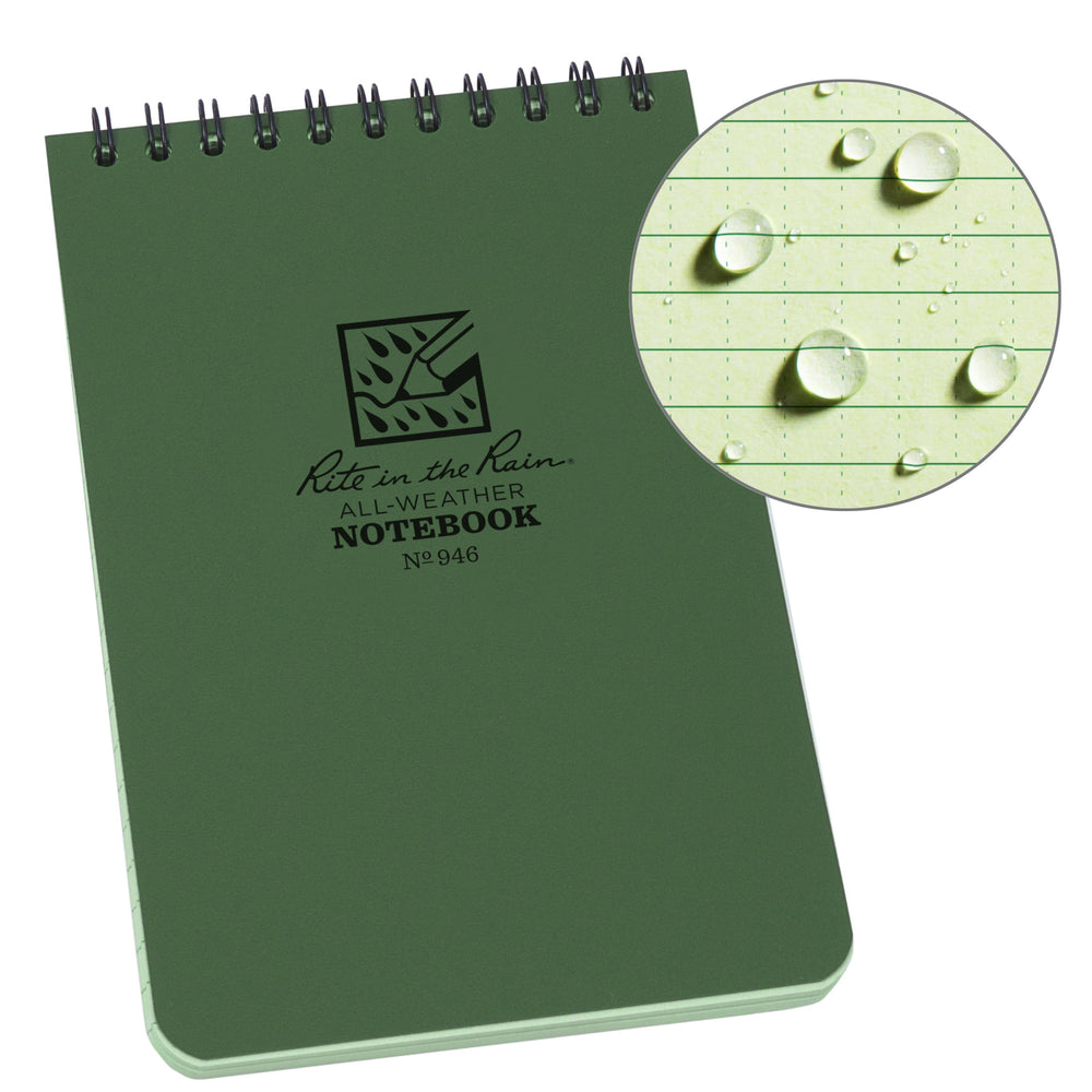 Rite in the Rain Notebooks & Notepads Green Rite in the Rain 4" x 6" Top-Spiral Notebook