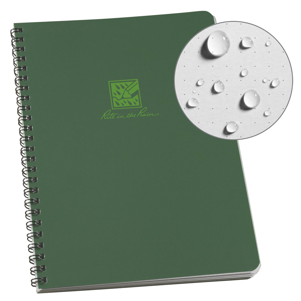 Rite in the Rain Notebooks & Notepads Green Rite in the Rain 6.625" x 8.5" Dot Grid Side Spiral Notebook