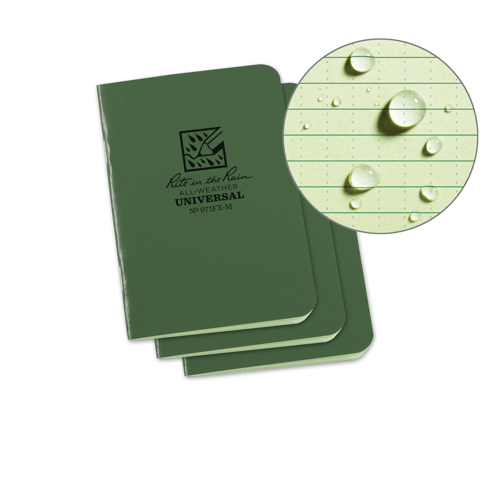 Rite in the Rain Notebooks & Notepads Green Rite in the Rain Stapled Notebooks, 3 Pack