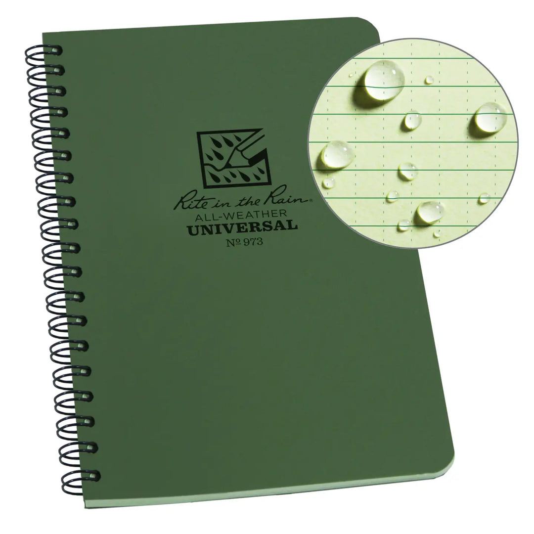 Rite in the Rain Paper Green Rite in the Rain 4.625" x 7" Side Spiral Notebook
