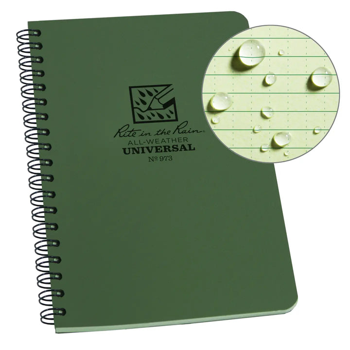 Rite in the Rain Paper Green Rite in the Rain 4.625" x 7" Side Spiral Notebook