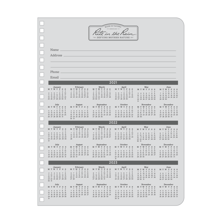 Rite in the Rain Planner Rite in the Rain Side Spiral Undated Planner,  No. P52-LG