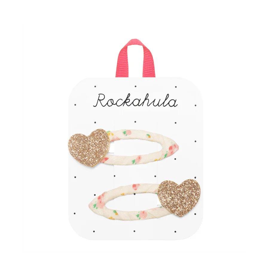 Rockahula Hair Accessories Tiny Blossom Glitter Heart Clips