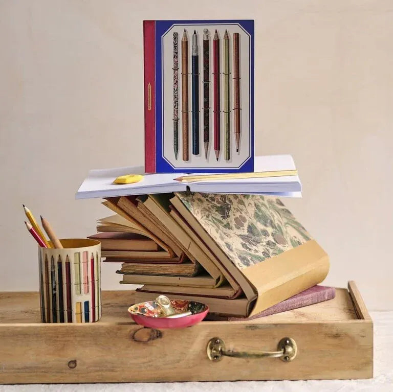 Roomytown Paper Vintage Pencils A5 Lay Flat Journal