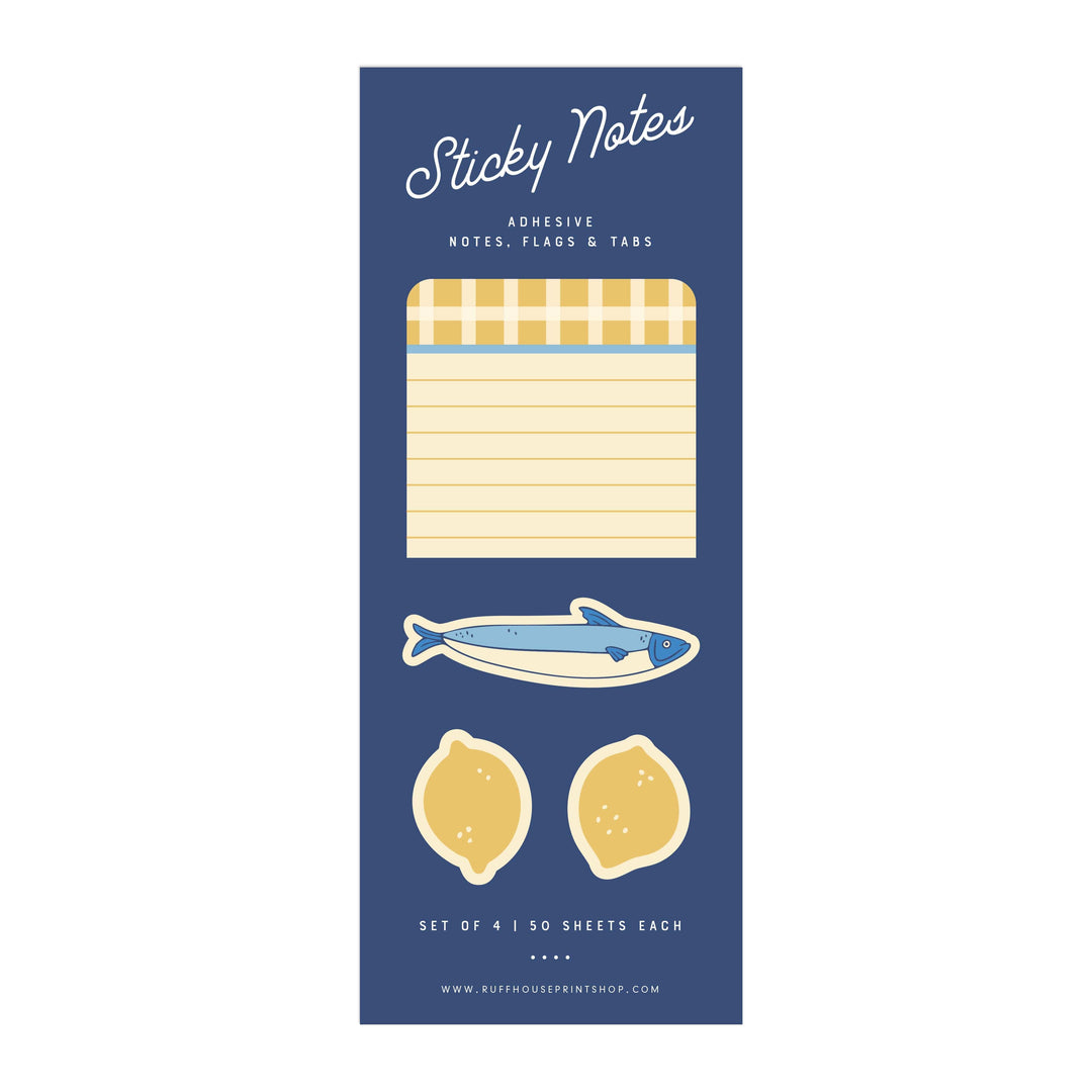 Ruff House Print Shop Paper Lemon Gingham Sticky Note Set : Page Flags and Tabs