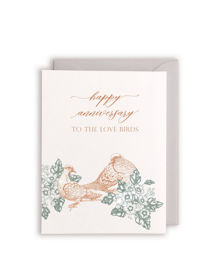 Rust Belt Love Paperie Card Happy Anniversary Love Birds Letterpress Greeting Card