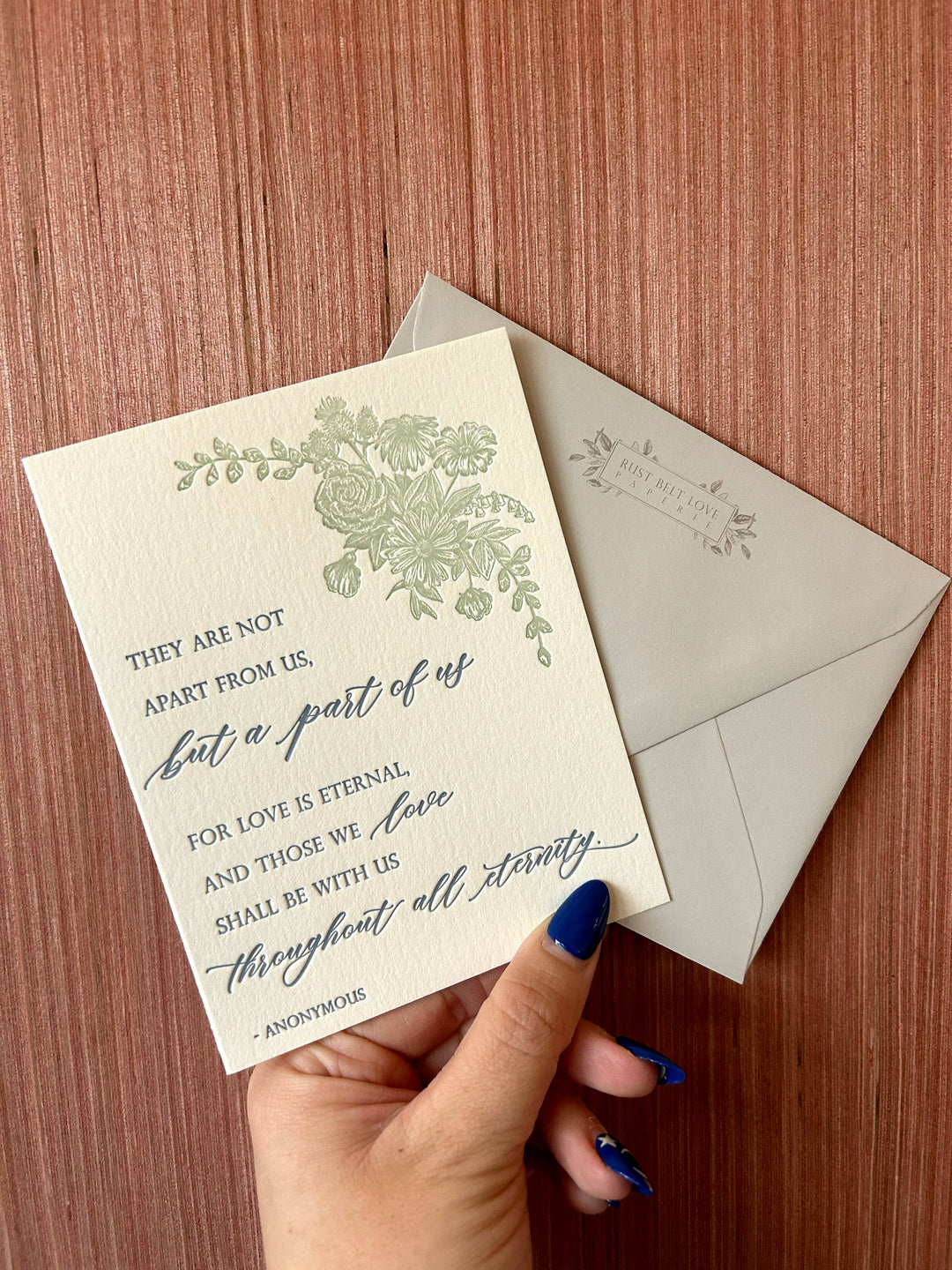 Rust Belt Love Paperie Cards Sympathy Letterpress Card with Anonymous Literary Quote