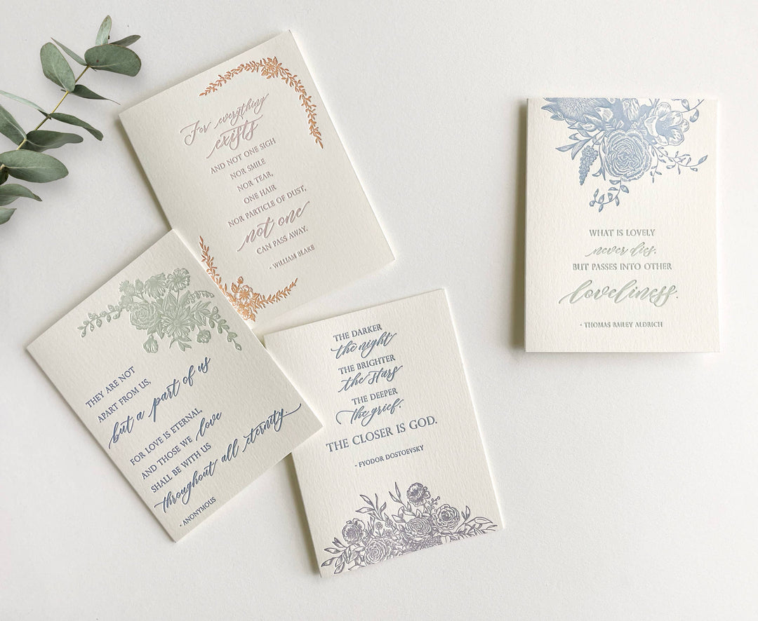 Rust Belt Love Paperie Cards Sympathy Letterpress Card with Anonymous Literary Quote