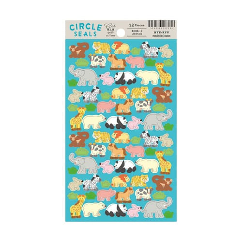 RYU-RYU Cards Sheet of Animal Stickers - Made in Japan