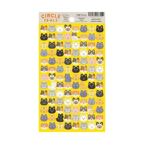 RYU-RYU Cards Sheet of Cat Stickers 2 - Made in Japan