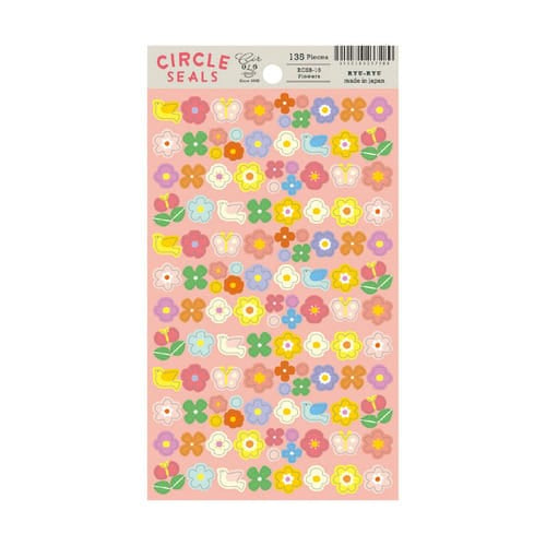 RYU-RYU Cards Sheet of Flower Stickers - Made in Japan