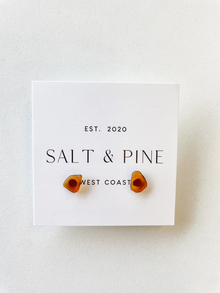 Salt + Pine Earrings Brown One of A Kind Sea Glass Stud Earrings