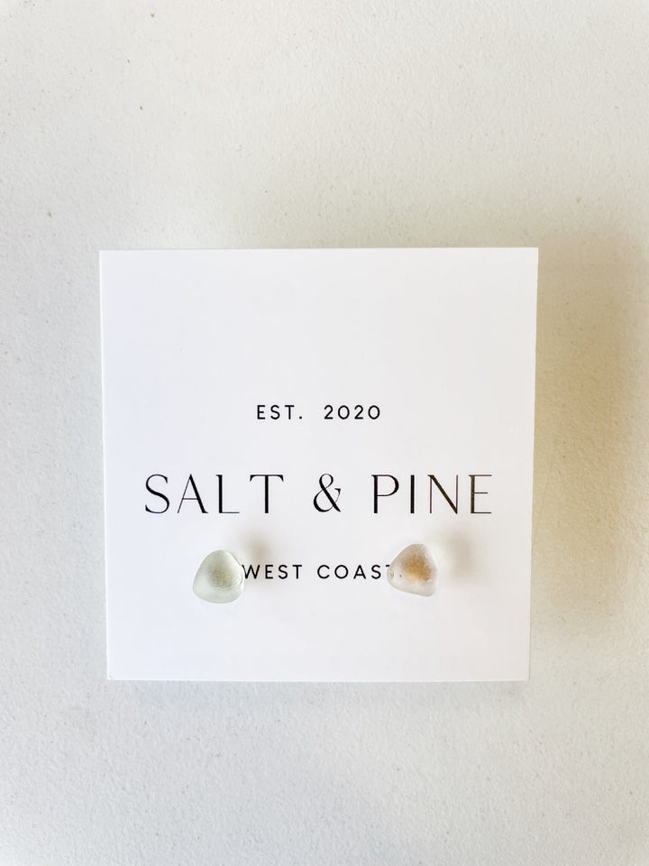 Salt + Pine Earrings Translucent One of A Kind Sea Glass Stud Earrings