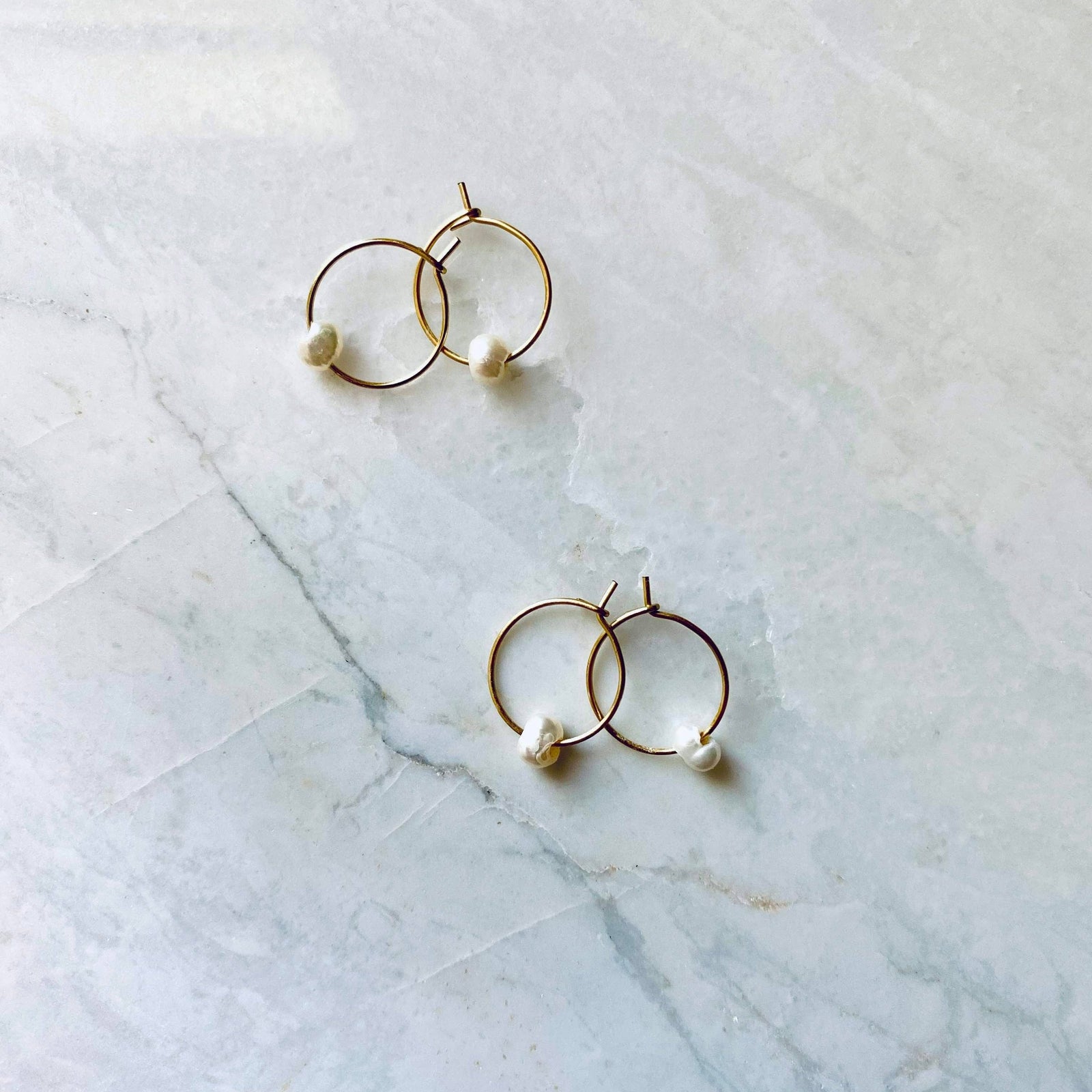 Salt & Pine Jewelry Small Freshwater Pearl Gold Hoops