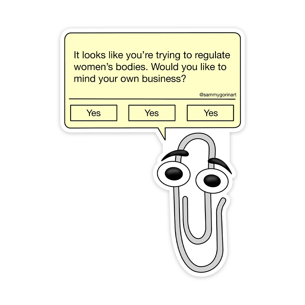 Sammy Gorin LLC Cards Pro-Choice Clippy, 90s Retro Microsoft Paperclip, Sticker