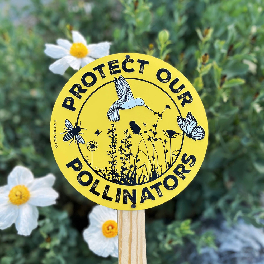 Seattle Seed Co. Sign Metal Garden Sign - Protect Our Pollinators