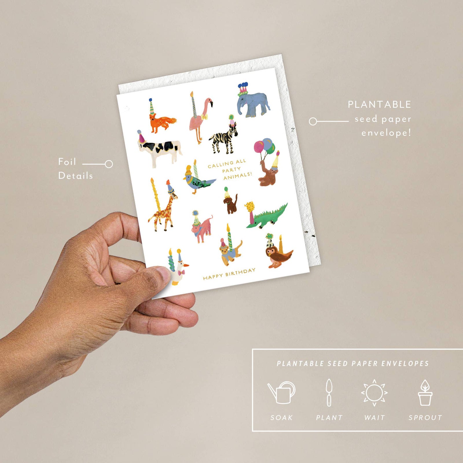 Seedlings Cards Animal Party - Birthday Card