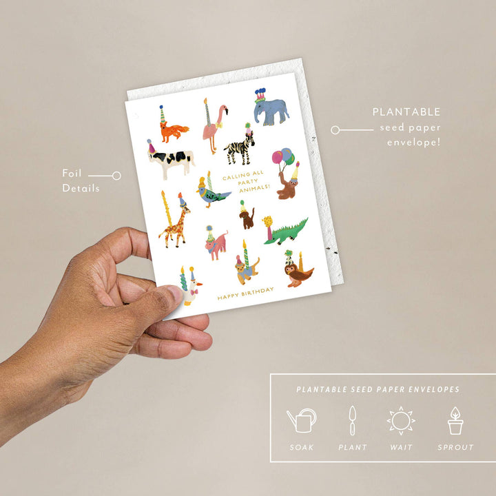 Seedlings Cards Animal Party - Birthday Card