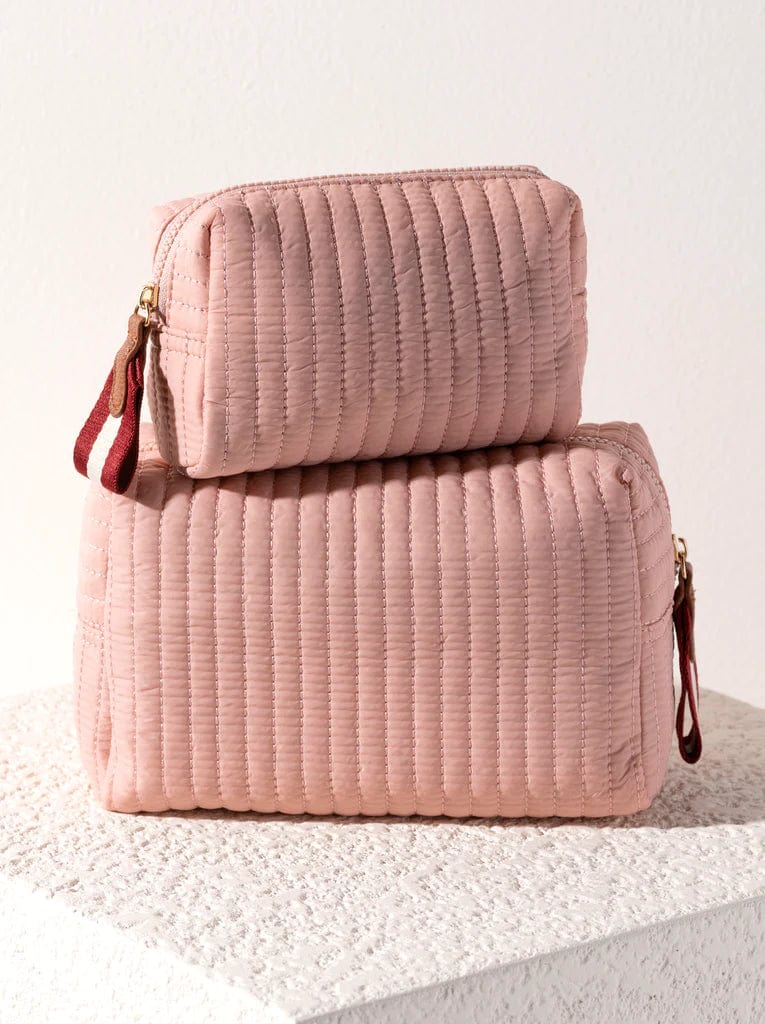 Shiraleah Ezra Quilted Nylon Small Boxy Cosmetic Pouch, Pink