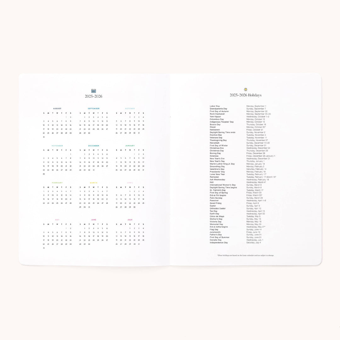 Simplified by Emily Ley paper 2025-2026 Softcover Monthly Simplified Planner - Happy Stripe