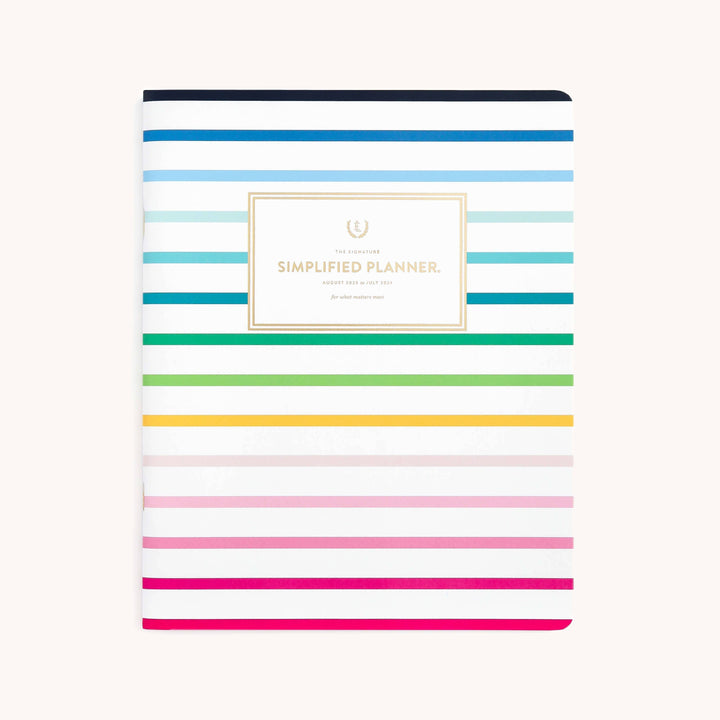 Simplified by Emily Ley paper 2025-2026 Softcover Monthly Simplified Planner - Happy Stripe