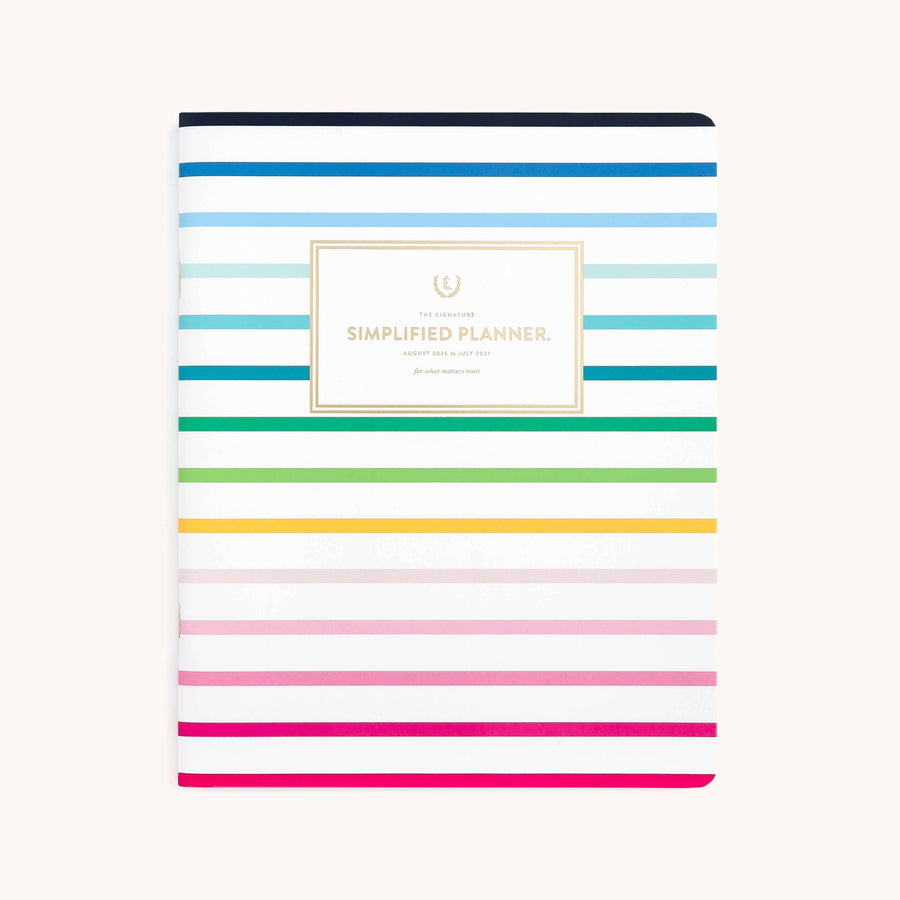 Simplified by Emily Ley paper 2025-2026 Softcover Monthly Simplified Planner - Happy Stripe