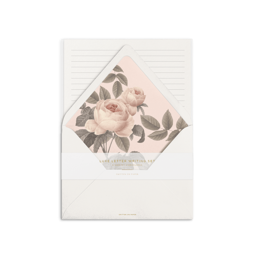 Smitten on Paper Stationery Set Blush Rose Luxe Letter Writing Set