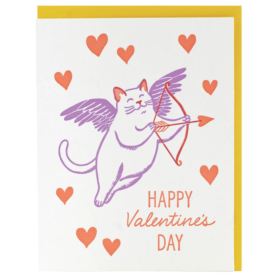 Smudge Ink Boxed Card Set Cupid Cat Valentine's Day Card