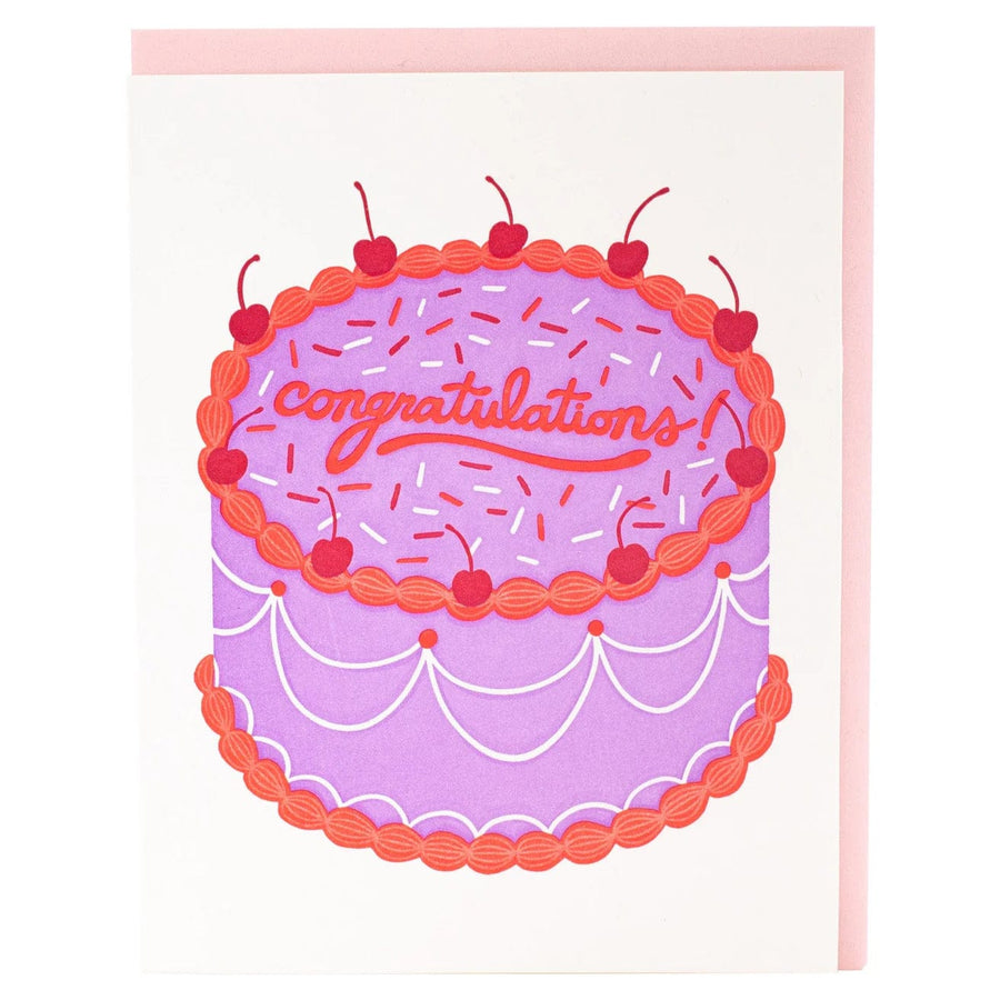 Smudge Ink Card Big Cake Congratulations Card