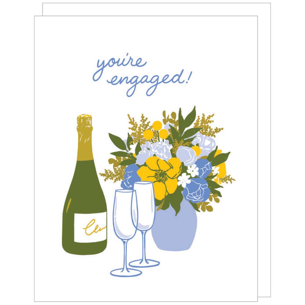 Smudge Ink Card Champagne Toast Engagement Card